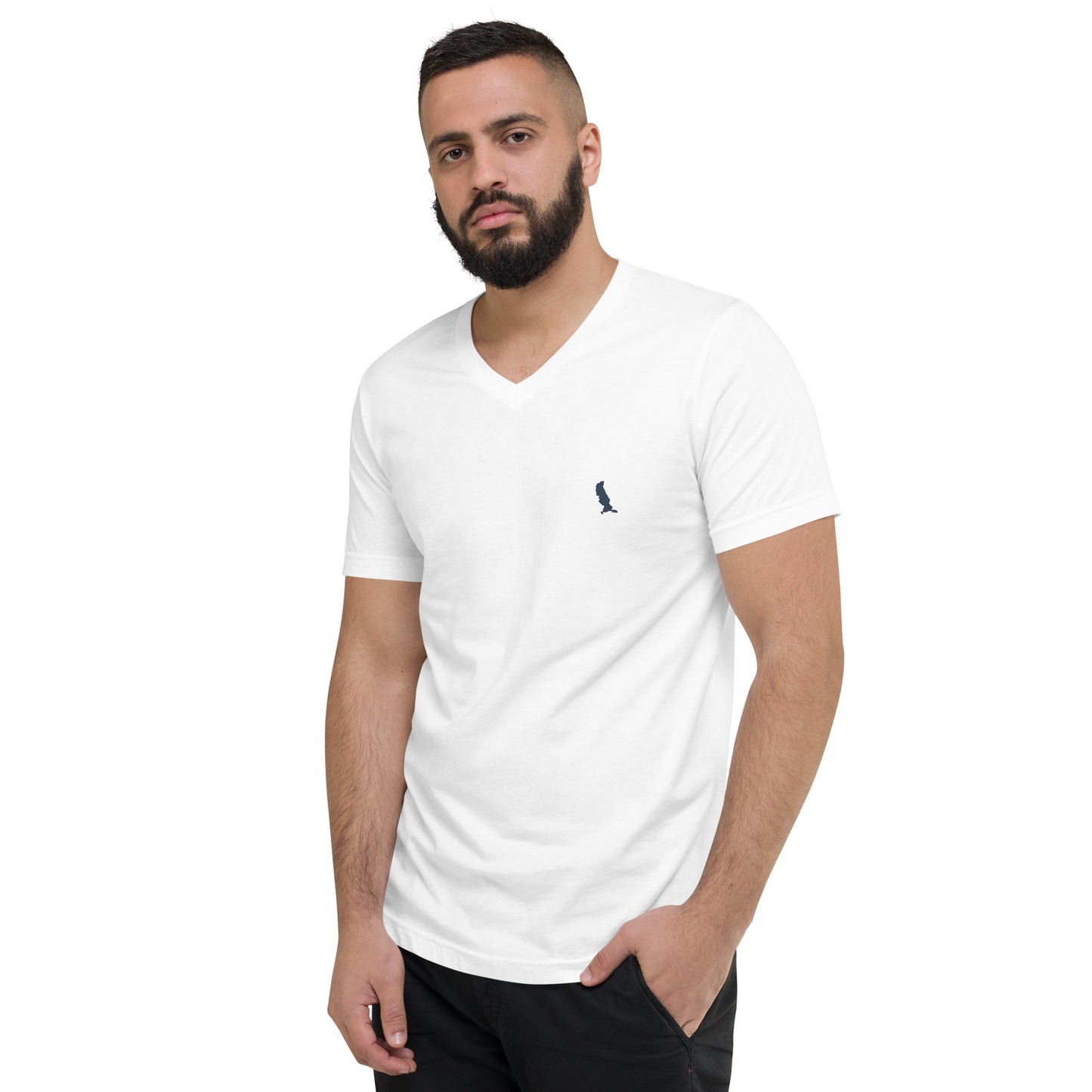 Kurzärmeliges Unisex-T-Shirt mit V-Ausschnitt