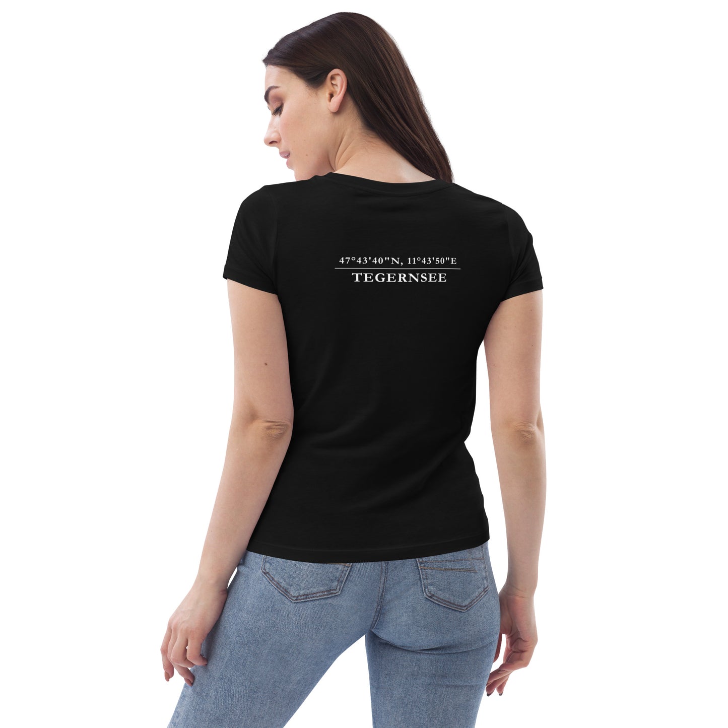Enganliegendes Öko-T-Shirt für Damen mit Druck auf der Rückseite