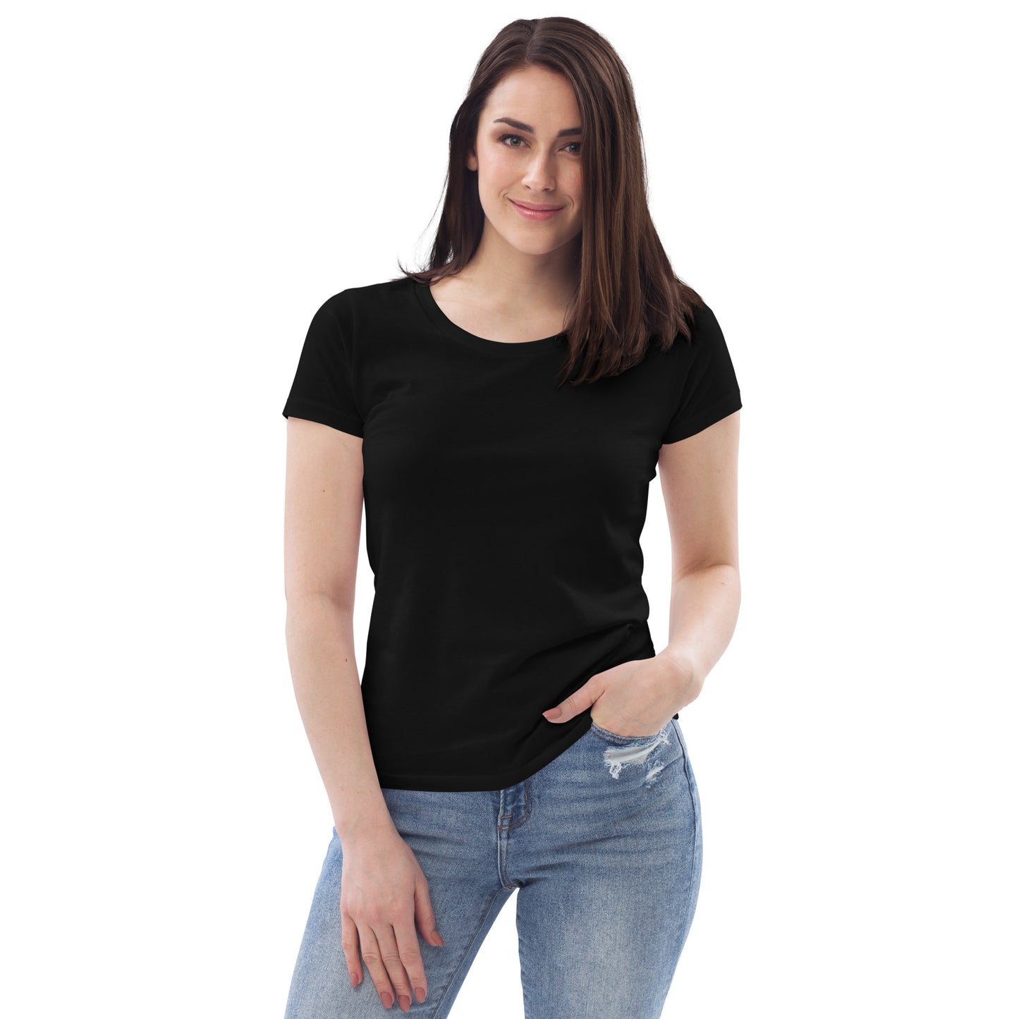 Enganliegendes Öko-T-Shirt für Damen mit Druck auf der Rückseite